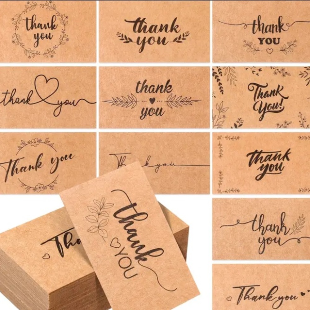 *Buy Now* Brown Thank You Cards Set Of 100 - Picture 1 of 4